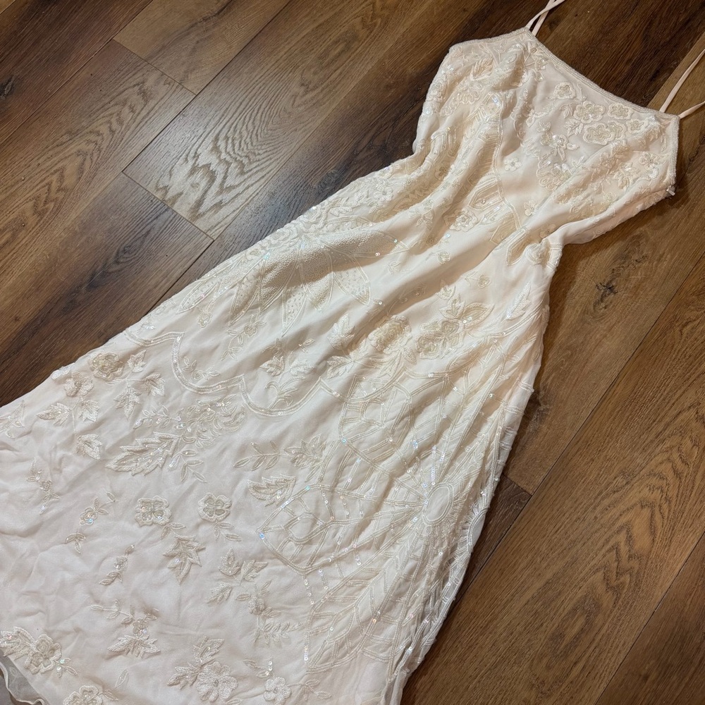 Vintage Y2K 100% Silk Beaded Dress Vintage Beaded Dress Vintage Wedding Dress - Picture 4 of 16